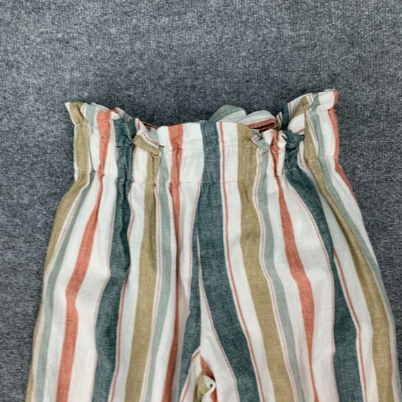 Madewell Huston Crop Pant Womens S Multi Stripe Linen Blend Tie Waist Pull On - Picture 8 of 14